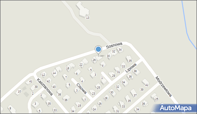 Międzyrzec Podlaski, Sosnowa, 28, mapa Międzyrzec Podlaski