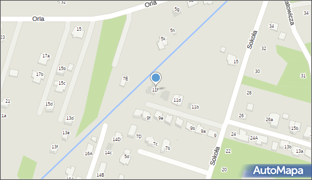 Mielec, Sokoła, 11f, mapa Mielca