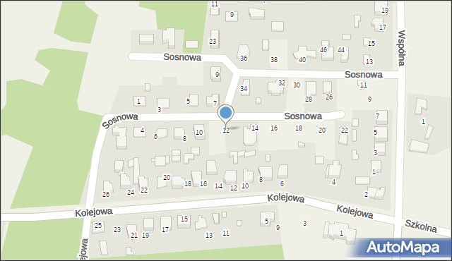 Mierzęcice, Sosnowa, 12, mapa Mierzęcice