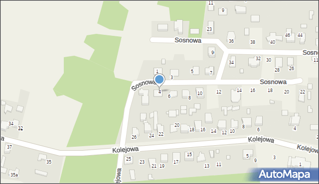 Mierzęcice, Sosnowa, 4, mapa Mierzęcice