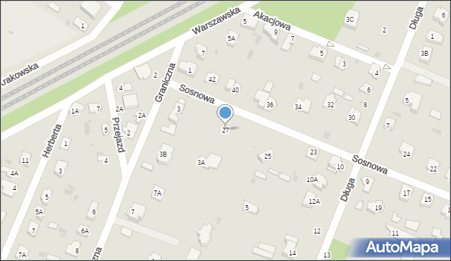 Milanówek, Sosnowa, 27, mapa Milanówek