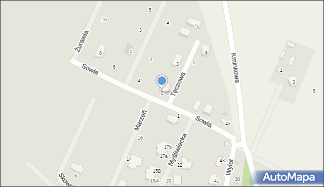 Milanówek, Sowia, 2, mapa Milanówek