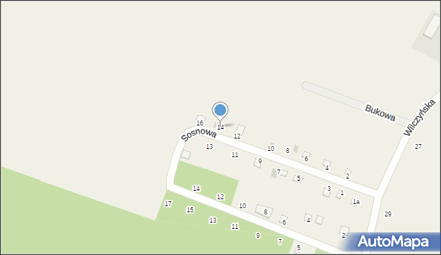 Mlecze, Sosnowa, 14, mapa Mlecze