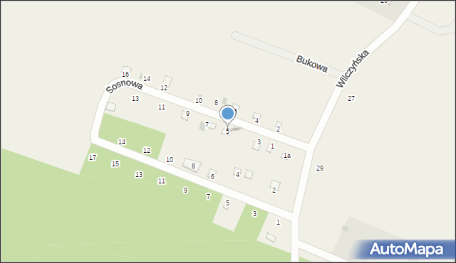 Mlecze, Sosnowa, 5, mapa Mlecze