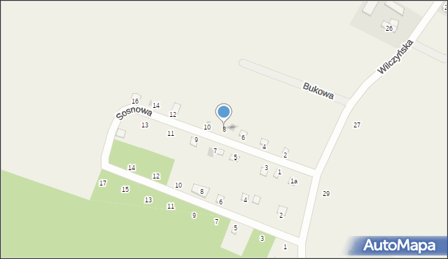 Mlecze, Sosnowa, 8, mapa Mlecze