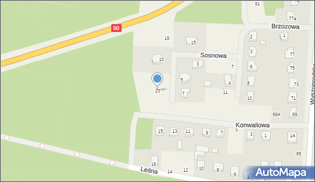 Młodzieszyn, Sosnowa, 23, mapa Młodzieszyn