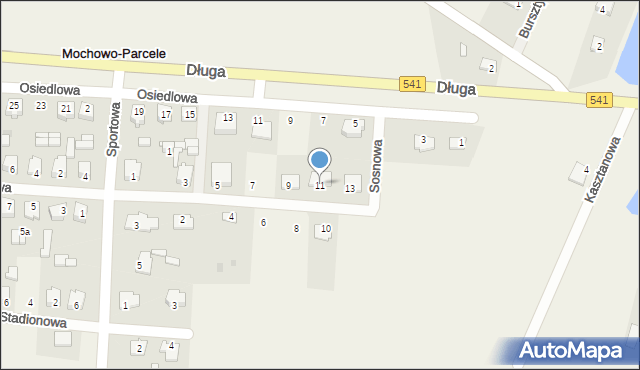 Mochowo-Parcele, Sosnowa, 11, mapa Mochowo-Parcele