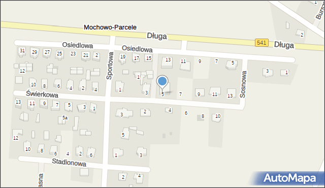 Mochowo-Parcele, Sosnowa, 5, mapa Mochowo-Parcele