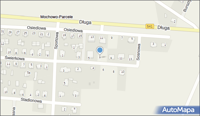 Mochowo-Parcele, Sosnowa, 7, mapa Mochowo-Parcele