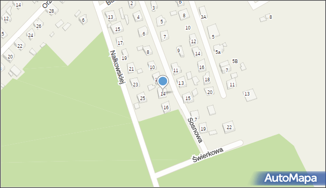 Modrzyca, Sosnowa, 14, mapa Modrzyca