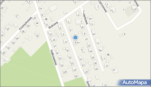 Modrzyca, Sosnowa, 7, mapa Modrzyca