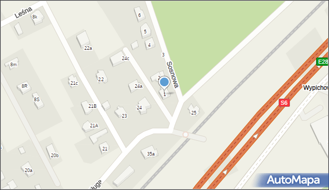 Mosty, Sosnowa, 1, mapa Mosty