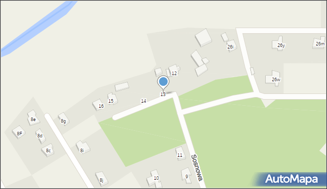 Mosty, Sosnowa, 13, mapa Mosty