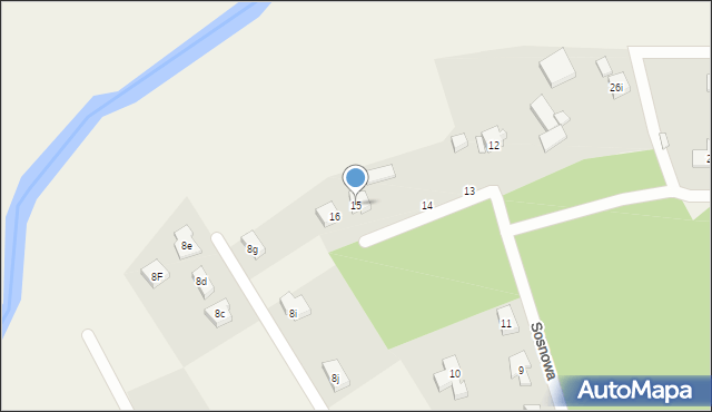 Mosty, Sosnowa, 15, mapa Mosty