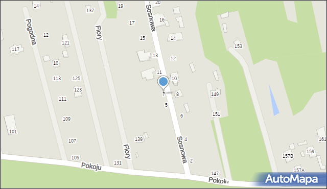 Mrozy, Sosnowa, 7, mapa Mrozy