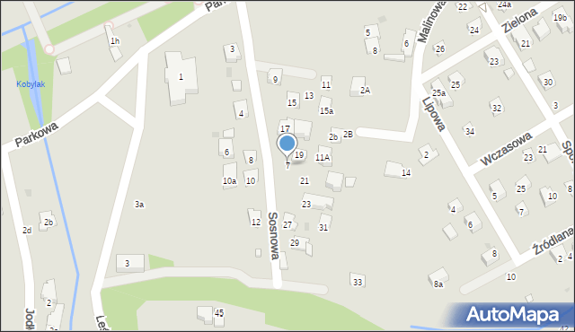 Myślenice, Sosnowa, 7, mapa Myślenice