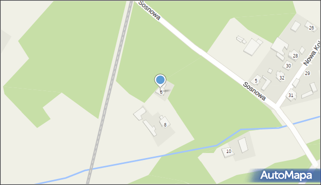 Myślina, Sosnowa, 6, mapa Myślina