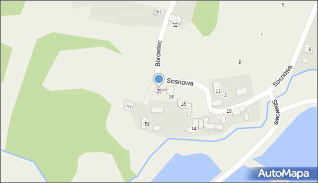 Nędza, Sosnowa, 20, mapa Nędza