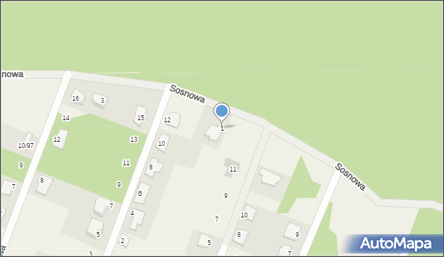 Nekla, Sosnowa, 1, mapa Nekla