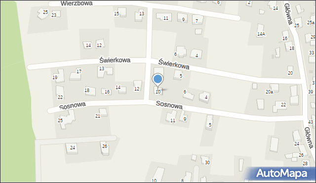 Nieborowice, Sosnowa, 10, mapa Nieborowice