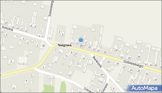 Niegowa, Sobieskiego, 15, mapa Niegowa