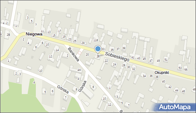 Niegowa, Sobieskiego, 18, mapa Niegowa
