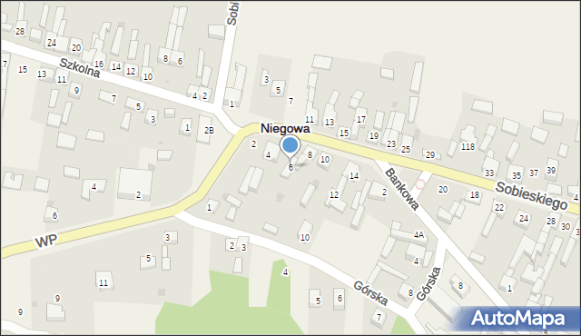 Niegowa, Sobieskiego, 6, mapa Niegowa