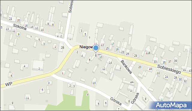 Niegowa, Sobieskiego, 8, mapa Niegowa