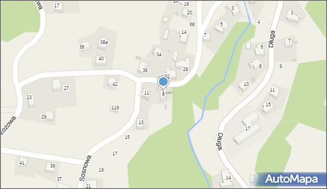 Nielepice, Sosnowa, 9, mapa Nielepice