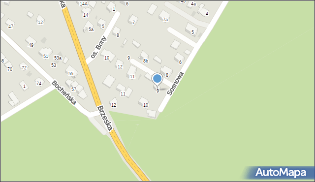 Niepołomice, Sosnowa, 9, mapa Niepołomice