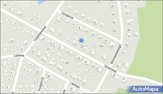 Nowe Miasto Lubawskie, Sosnowa, 13, mapa Nowe Miasto Lubawskie