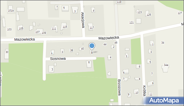 Nowe Racibory, Sosnowa, 9, mapa Nowe Racibory