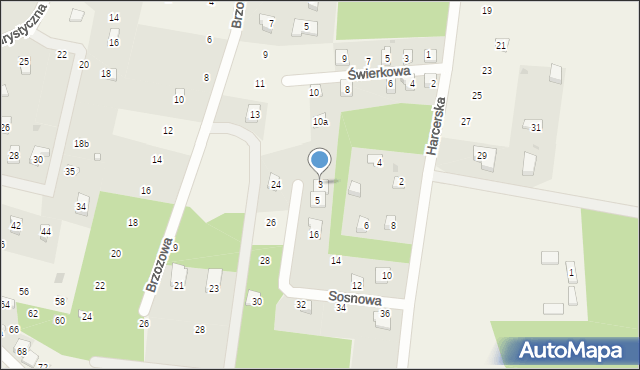 Ocypel, Sosnowa, 3, mapa Ocypel