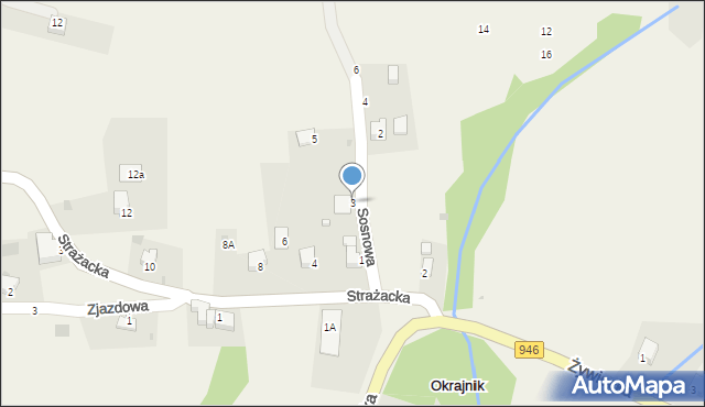 Okrajnik, Sosnowa, 3, mapa Okrajnik