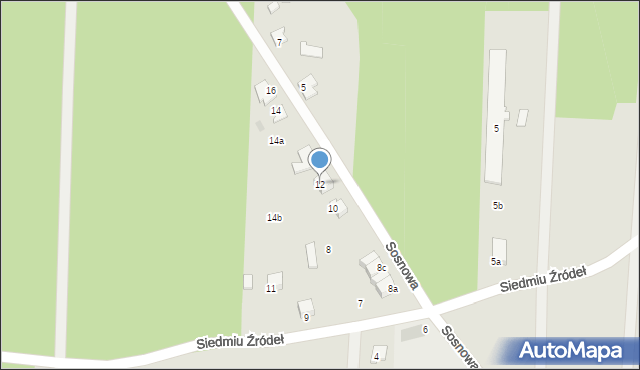 Olesno, Sosnowa, 12, mapa Olesno