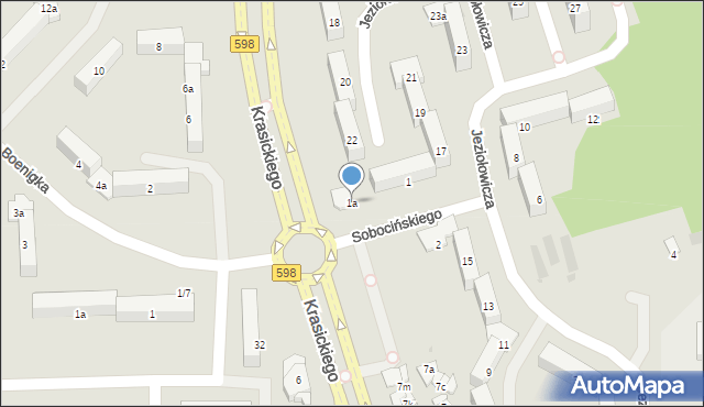 Olsztyn, Sobocińskiego Leona, 1a, mapa Olsztyna