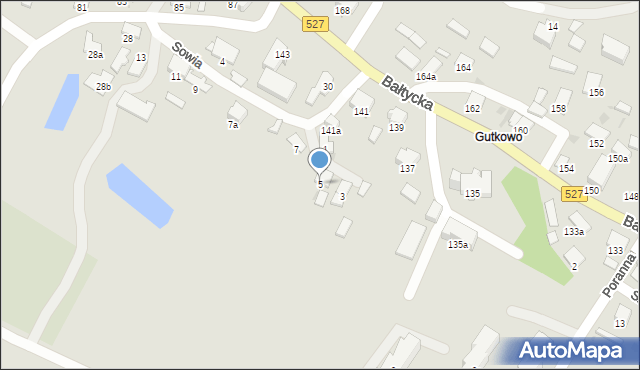 Olsztyn, Sowia, 5, mapa Olsztyna