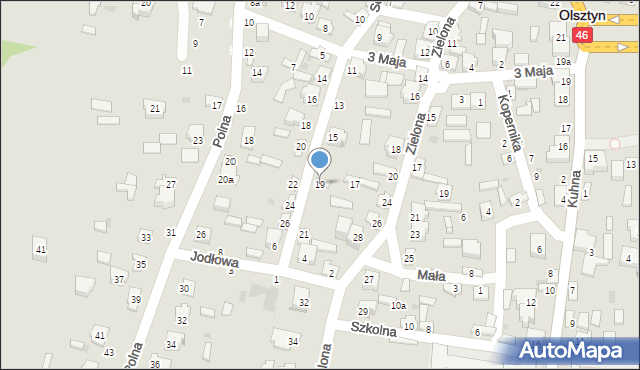 Olsztyn, Sobieskiego, 19, mapa Olsztyna