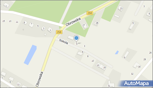 Osiek nad Wisłą, Sokola, 1, mapa Osiek nad Wisłą