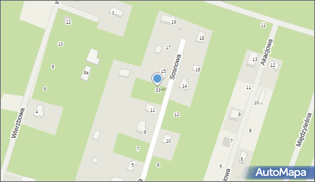 Osowiec, Sosnowa, 13, mapa Osowiec