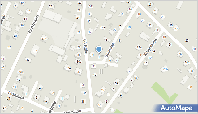 Ostrów Mazowiecka, Sosnowa, 1, mapa Ostrów Mazowiecka