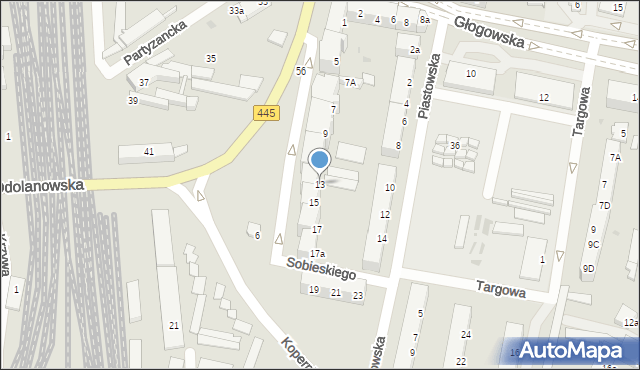 Ostrów Wielkopolski, Sobieskiego, 13, mapa Ostrów Wielkopolski