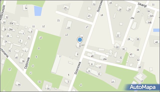 Ostrówek, Sosnowa, 11, mapa Ostrówek