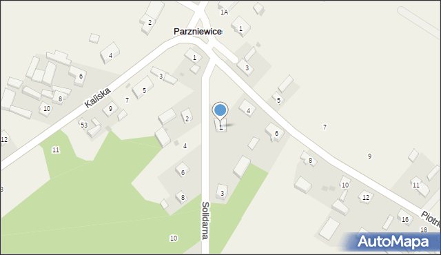 Parzniewice, Solidarna, 1, mapa Parzniewice