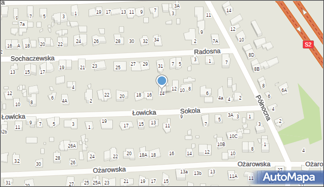 Piastów, Sokola, 14, mapa Piastów