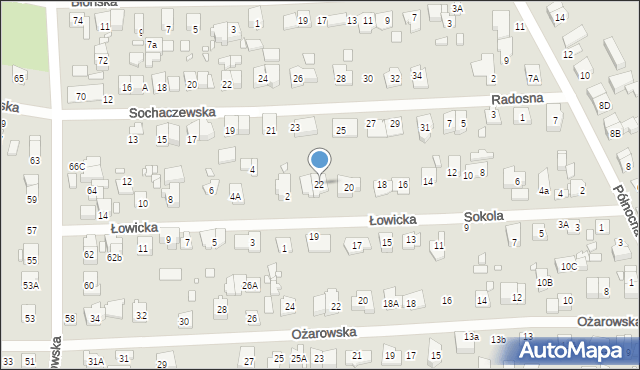 Piastów, Sokola, 22, mapa Piastów