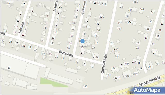 Piastów, Sosnowa, 15, mapa Piastów