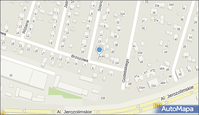 Piastów, Sosnowa, 17, mapa Piastów