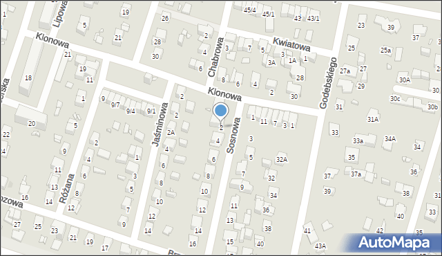 Piastów, Sosnowa, 2, mapa Piastów