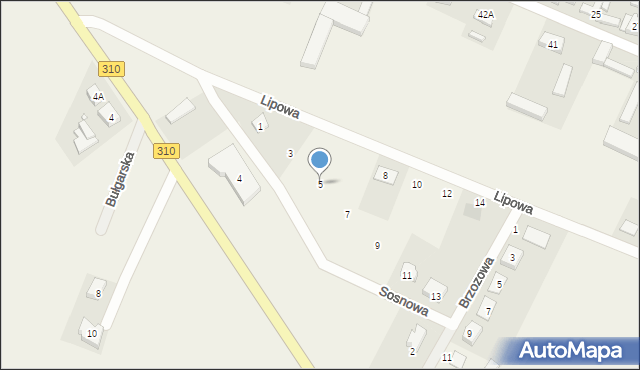 Piechanin, Sosnowa, 5, mapa Piechanin